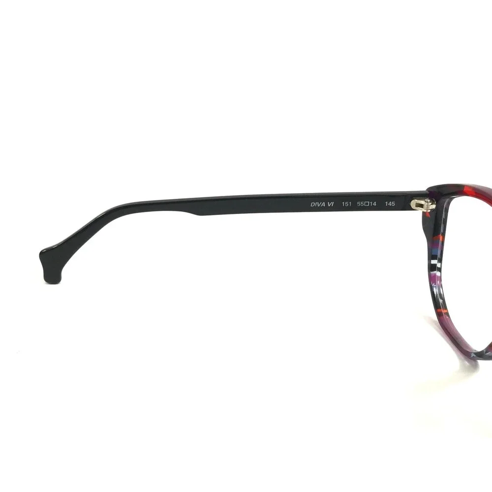 PLM Creation Eyeglasses Frames DIVA VI 151 Black Red Blue Speckled 55-14-145